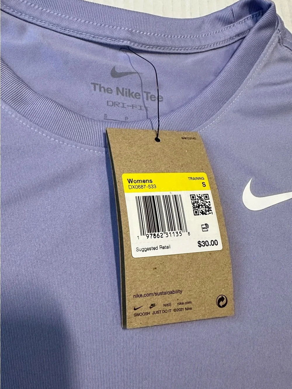 Nike Women’s Lilac Dri-FIT Short Sleeve Tee Size Small NWT